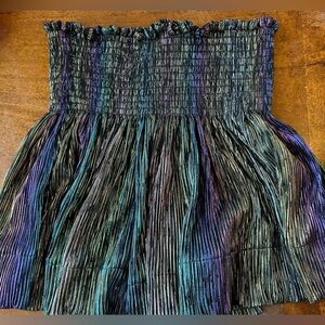 EUC Queen of Sparkle black rainbow holographic swing shorts sz Small